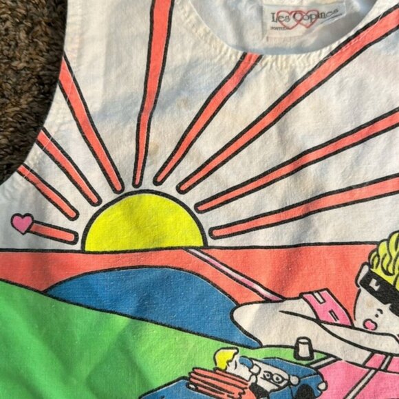 VTG Les Copines Kids 80s/90s Top Neon Colors Size 8 - Picture 5 of 9